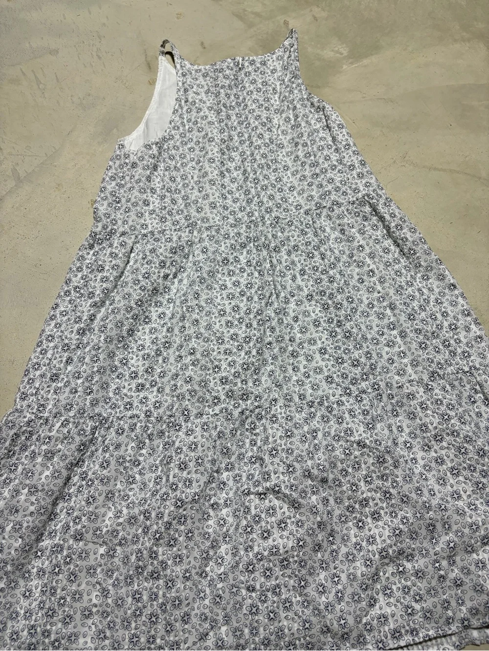 Loft white Floral Tiered cotton Sundress medium